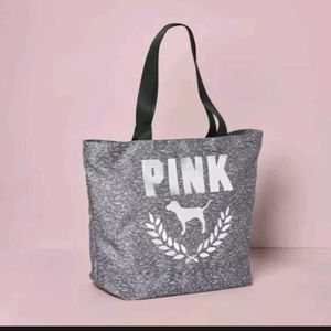 PINK Victoria secret gray tote bag NWT